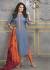 Salwar Suit- Pure Cotton with Self Print - Blue and Orange  (Un Stitched)